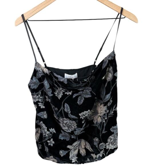 NWT Sage The Black & Gray Floral Velvet Designer Tank Top - Picture 1 of 6